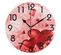 Wall Clock Decorative Clocks Easy To Read Wall Clocks For Kitchen Bathroom Home 25cm Chic Creative Red Hearts Flower Lover Wedding Pattern