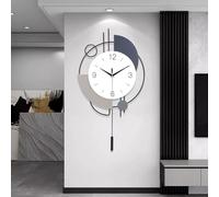 Wall Clock,Decorative Wall Clocks with Pendulum,Silent Quality Quartz Wall Clock Battery Operated,Large Wall Clock for Living Room,Kitchen,Home,Bathroom,Bedroom Wall Decor,16x26.5inch