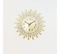 Wall Clock Diamond Jeweled Elegant Metal Sunflower with Crystal Accents Modern Decorative Timepiece Clock for Living Room Bedroom (Gold, 60cm)