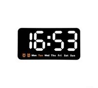 Wall Clock Digital with Large Display Screen Showing Week, Date, and Time, Adjustable Brightness at 3 Levels, Dual 12/24 Hour Time Format, Alarm Function (white)