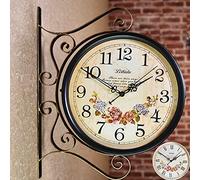 Wall Clock,Double Sided Vintage Grand Central Station 360 Degree Wrought Iron Retro Antique for Indoor Outdoor Home