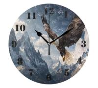 Wall Clock,Eagle Mountains Peaks Clouds,Decorative Round Clocks Modern Decor Clocks for Classroom School 25cm