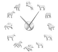 Wall Clock Equestrian Horse Diy Big Wall Clock Horse Riding Art Home Decor Horseman Silent Quartz Clock Watch Horserace Hanging Wall Watch
