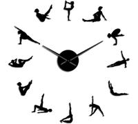 Wall Clock for Home Gym and Girls Room Decor, DIY Pilates Poses, Quiet Non-Ticking Fitness Center Watch