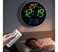 Wall Clock, for smart RGB with Light Sensor for perpetual Calendar Display, Daylight Saving Digital Student Timer Alarm Electronic Clock(B)