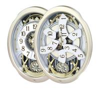 Wall Clock Gilt Small Rotating Pendulum Musical 30-Melody Quartz Motion Gilded