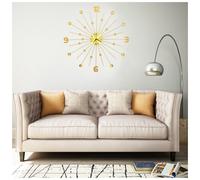 vidaXL Golden Metal Wall Clock with Crystal Details, Shiny Dial, Quartz Movement, Clear Numerals, 70 cm Diameter