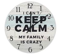 Wall Clock,I Cant Keep Calm My Family is Crazy,Stylish Decor Clocks Frameless Round Clocks for Classroom School 25cm