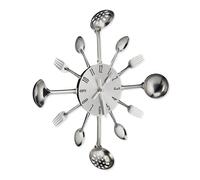 Wall clock Kitchen Timepiece 40 cm Battery Operated Cutlery Wall Clock Silver