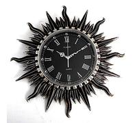 Wall Clock Large 65 cm Vintage Black Sun fire 3D Decorative No Ticking- Indoor/Outdoor Wall Clock Decorative Garden Ornament Mountable Hand Painted Clock Suitable for Kitchen/Home Feito na Chinaa