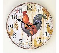 Wall clock Large Decorative Wall Clock With Non-ticking 12" Silent Wooden Wall Clocks For Living Room, Kitchen, Bedroom, Office, Lounge, Vintage/Country/Retro/French Style