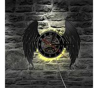 Wall Clock Led Night Light Elegant Angel Wings Home Art Decor Wall Clock Angels Vinyl Record Wall Clock Guardian Angel Baby Room Nursery Silent Wall Watch