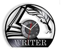 Wall Clock Letter Writer Scribe Vinyl Record Wall Clock Author Office Room Decor Handicraft Art Music Clock Author Coworker Composer Gift