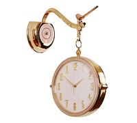 Wall Clock Luxurious Metal Wall Clock Double Sided, Fashion Watch Mute Movement Clock,Hanging 3D Rotating Bracket Clocks, Wall-Mounted Decorative Home Art Decor