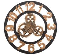 Wall Clock Metal Golden and Black Decorative Gear Design Analog vidaXL
