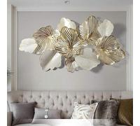 Wall Clock Metal Wall Decoration Large Modern 3D Leaf -Shaped Handmade Golden Flower Decoration To Hang On The Wall For Living Room