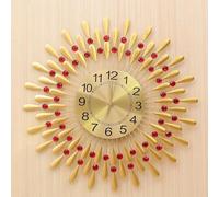 Wall Clock, Modern 3D Sunburst Design, Crystal Diamond Jeweled for Living Room and Office Decor