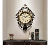 Wall Clock Modern Art Wall Clock 21"x 14" European Retro Bronze Color Large Oval Wall Clock Silent Quartz Clocks for Living Room Bedroom Easy to Read Wall Decor Clock