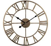Wall Clock Modern Art Wall Clock Silent metal wall clock,European industrial vintage with large Roman numerals,retro for home decoration-Golden-60cm Wall Decor Clock, black 60cm,Vintage Gold-60cm