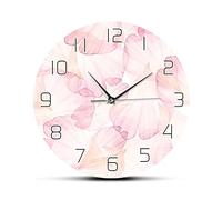 Wall Clock Modern Design Pink Petal Pastel Art Bedroom Decorative Living Room Clock