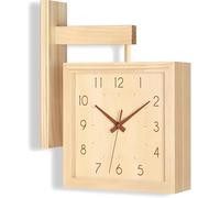 Wall Clock Modern Square Double-Sided Decorative Wall Clock for Living Room and Office, 12 inch Silent Design, Wall Mounted Wooden Clock