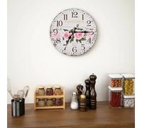 Wall Clock Multicolour 30cm MDF Vintage Flower Design Retro Kitchen Decor Home.