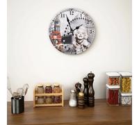 Wall Clock Multicolour MDF 30cm Retro Vintage Large Dial Silent Quartz Room Home