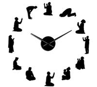 Wall Clock Muslim Man Praying Christian Diy Mirror Wall Sticker Clock Religious Wall Art Giant Silent Quartz Clock Islamic Home Decor Watch