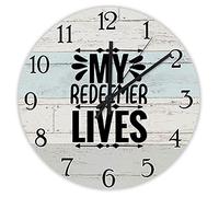 Wall Clock,My Redeemer Lives Verse,Frameless Digital Wall Clocks Decorative Decor Clocks for Home Classroom 25cm