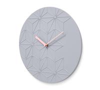 Wall Clock Natural Resin Grey 40cm Diameter Geometric Open Hand Dial Home Accent