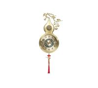 wall clock New Chinese style full copper gourd wall clock living room household automatic time clock modern simple electric wave clock(Silver)