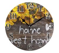 Wall Clock Non-Ticking Clock Decorative Wall Clocks For Indoor School Kitchen 25cm Yellow Sunflowers