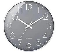 Wall Clock Non-Ticking Silent Battery Operated Round Wall Clock Modern Simple Style Decor Clock for Home/Office/School/Kitchen/Bedroom/Living Room/8.5 Inch Grey