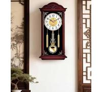 Wall Clock Pendulum Retro Large For Living Room Silent Battery Operated Decorative Without Chime Pendulum Traditional Clock 60Cm High Birthday Gift Clock A