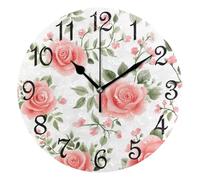 Wall Clock Pink Roses Beautiful Flowers Clocks 25CM
