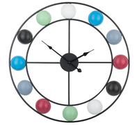 Modern Iron Multicoloured Round Wall Clock Open Face Black Spade Hands Reiden