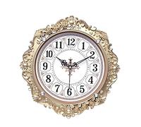 Wall Clock Retro Living Room Bedroom Office Kitchen Plastic Engraving Round Mute Wall Clock, Easy To Read For Living Room(C)