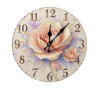 Wall Clock,Romantic Roses Flower,Large Number Digital Wall Clocks Silent Non-Ticking Round Clocks for Classroom Bathroom 25cm
