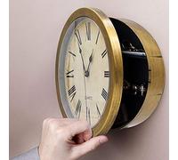 Wall Clock Safe Round Wall Clock with Safe, Secret Clock Retro Safe Wall Clock Compartment Container Box for Jewelry Cash Credit Cards Etc. (Gold)