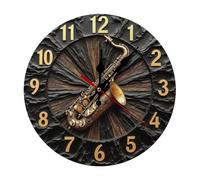 Wall Clock,Saxophone Musical Instrument 2D,Stylish Decor Clocks Silent Non-Ticking Digital Wall Clocks for Bedroom Bathroom 25cm