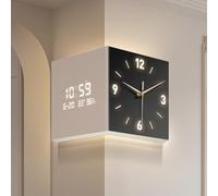 Wall Clock Sensor Illuminated Corner Wall Sconce Double Sided, for Living Room Bedroom