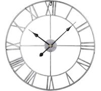 Wall Clock Silent Art Metal Wall Clock European Industrial Vintage Wall Clock With Large Roman Numerals Retro Wall Clock Vintage Gold Wall Decor Clock, Vintagesilver, 60cm