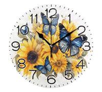Wall Clock Silent Clock Battery Operated Clocks For Office Decor Classroom 25cm Butterflies Sunflowers