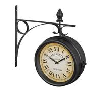 Wall clock Silent Iron Double-Sided Clock Vintage Station Clock Battery Operated