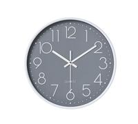 Wall Clock, Silent Non Ticking, 8 Inch Small Wall Clocks, Battery Operated Decorative Modern Round Wall Clock for Office, Home, Bathroom, Kitchen, Bedroom, School, Living Room - Grey