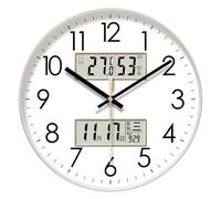Wall Clock Silent & Non Ticking - Round Glow In The Dark Wall Clock, Home Decor Featuring Calendar | 10/12/14 Inch Large Digital Display Night Light Time Display With Temperature And Humidity