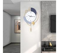 Wall Clock, Silent Quality Quartz Battery Operated with Pendulum, Large Wall Clock for Living Room Kitchen Home Bathroom Bedroom Wall Decor,13x21.65inch(Golden)
