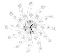 Wall Clock Silver 50 cm Aluminium Frame Stylish Acrylic Bead Large Quartz Design