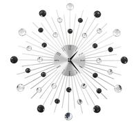 Wall Clock Silver Black 50cm Aluminium Frame Acrylic Beads Scatter Design Modern