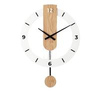 Wall Clock Simple Wall Clock Modern Solid Wood Silent Swing Clock Living Room Bedroom Creative Decoration Home Wall Clock Living Room Accessories(White 1)